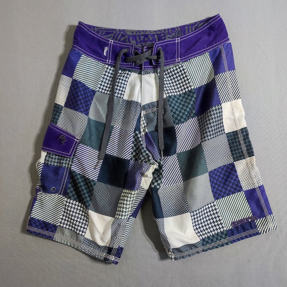 RipZone board shorts men's size 28 purple white grey abstract summer swim wear